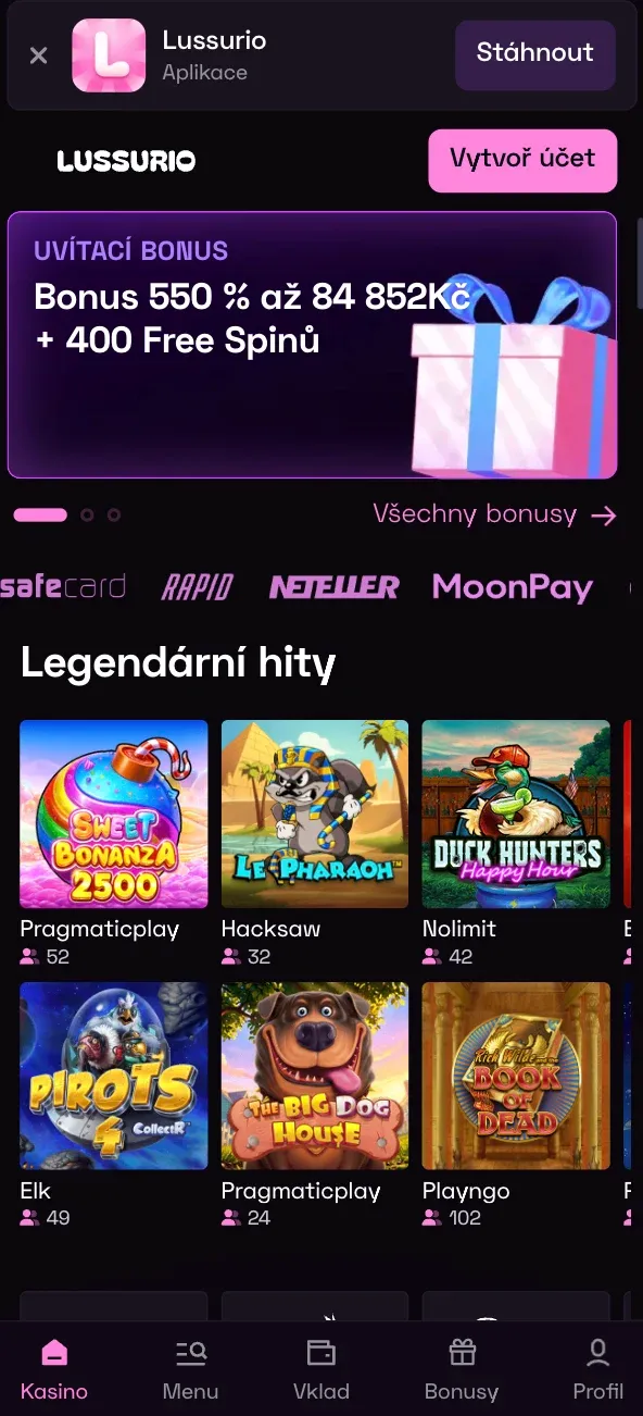 Mobilní hraní v Lussurio